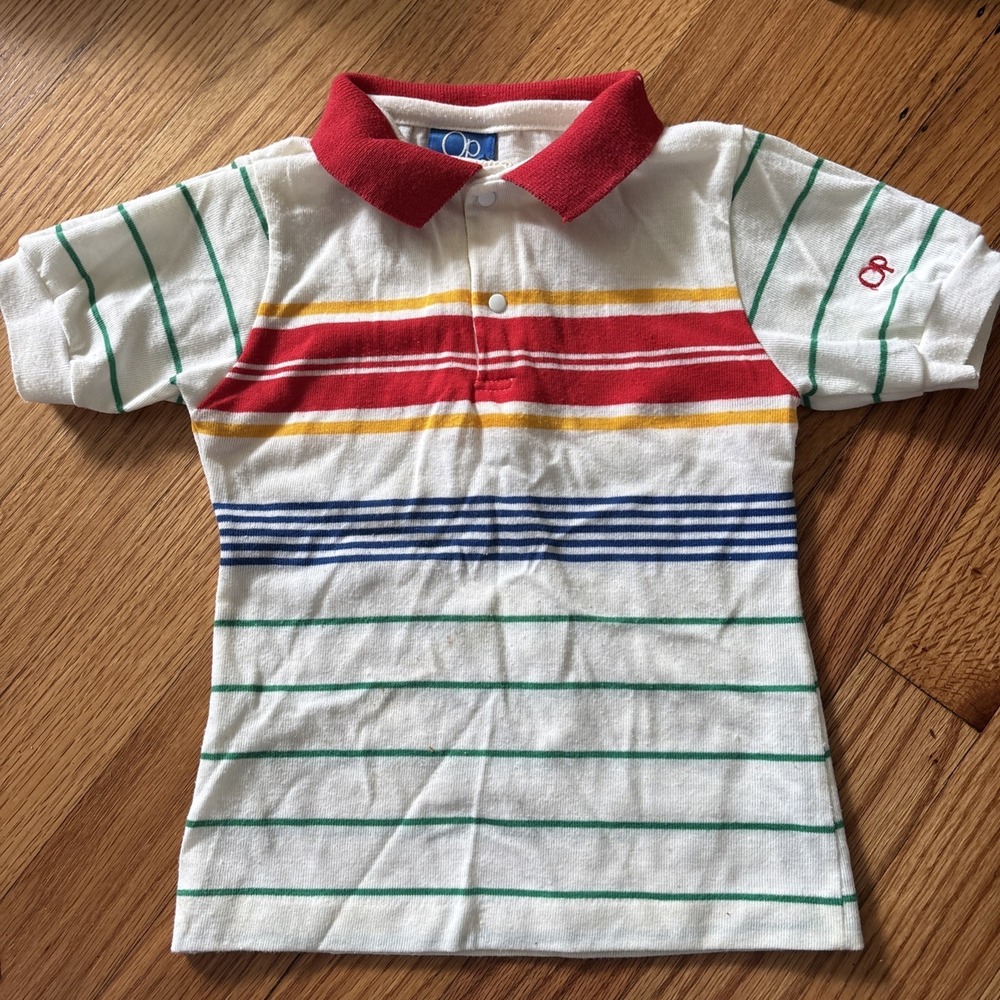 Vintage70's 80s Kids Ocean Pacific OP Striped Polo‎ Shirt  Size 5